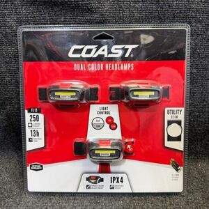 NIP Coast 30161 FL13 Dual Color LED Headlamp 3-Pack 250 Lumens IPX4 WeatherProof